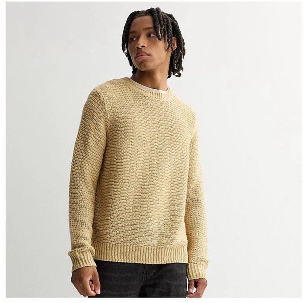 Sage + Steel Mens Irish Cream Texture Crew Neck Sweater Knit XXL NWT Soft Casual